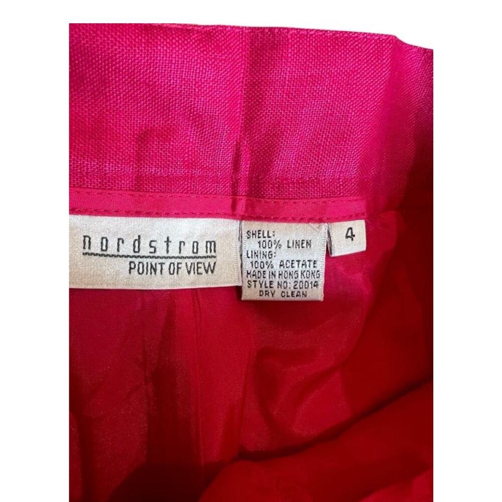 Point of View High Rise Preppy Pleated 100% Linen Bermuda Short Fuchsia Size 4 - Picture 5 of 8